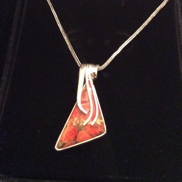 Red copper turquoise necklace in 925 SS - Picture 2 of 2